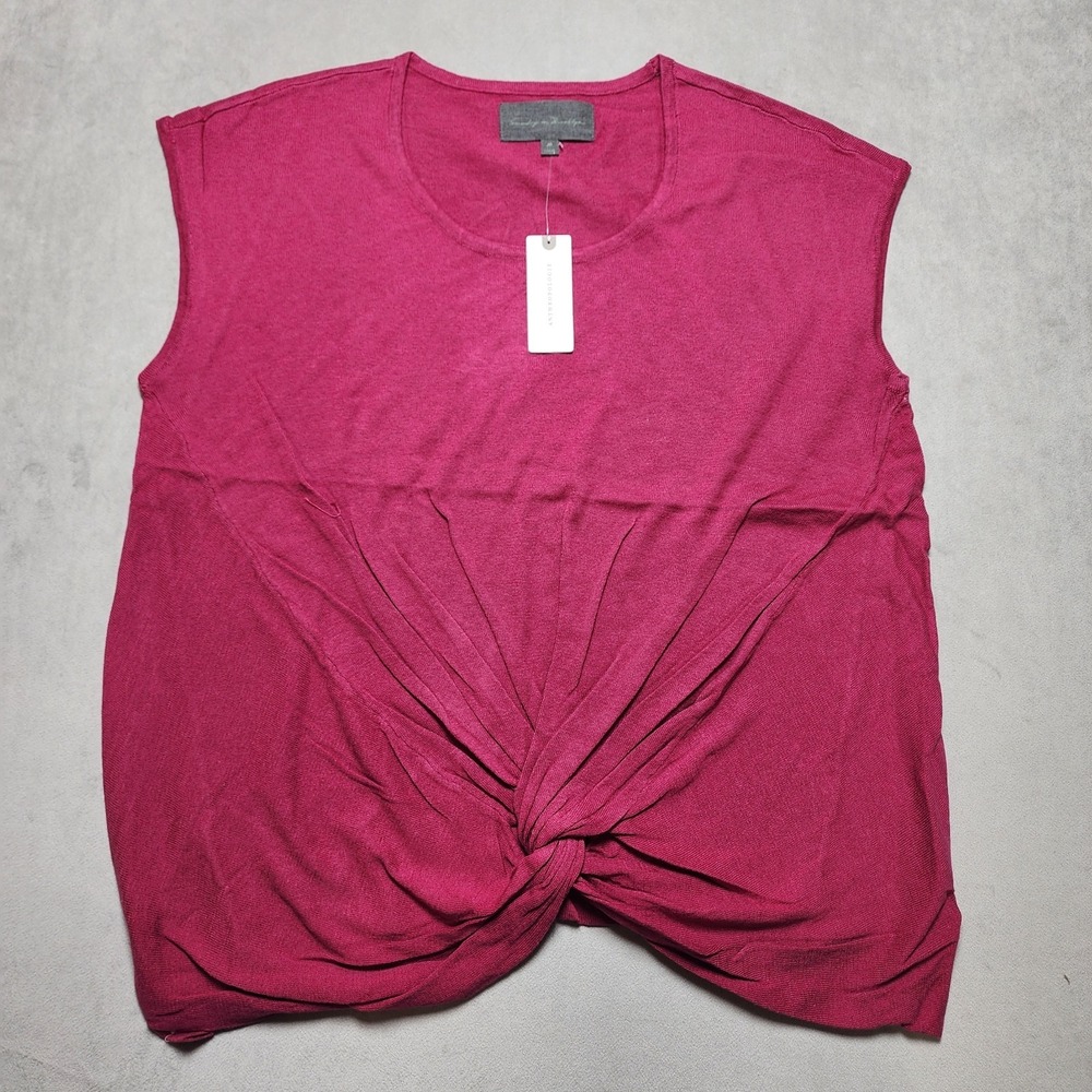 NWT Anthropologie Women's Size Medium Raspberry‎ Knot Twist Hem Shirt Top